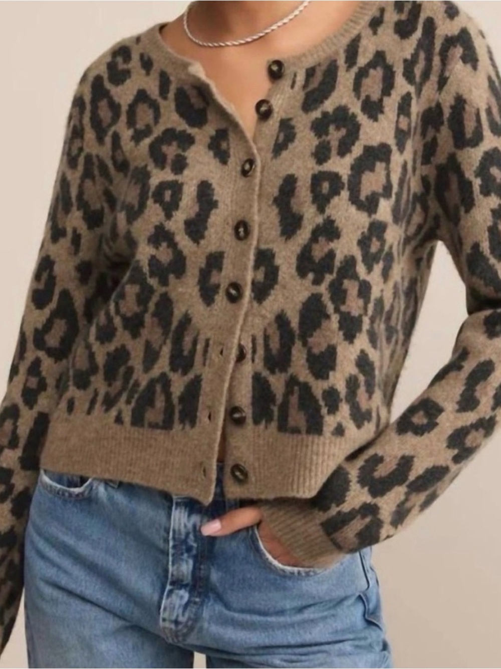 Z Supply Leopard Print Crewneck Sweater - Brown/Black size M